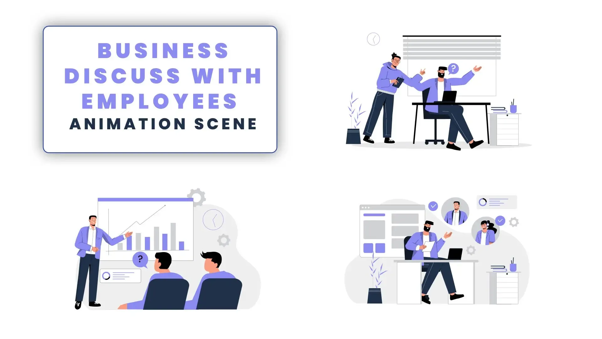 Business Discuss with Employees for 2d Animation Scence